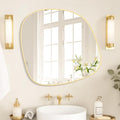 WallBeyond Asymmetrical Mirror, Irregular Wall Mirror, Wall Mirrors Decorative for Bedroom Living Room Entryway Hall, Unique Wall Mirror 27" H x 26" W, Gold
