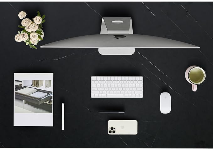 Kaboon Universal Tabletop 36 x20, Solid One-Piece Melamine Table Top, Double L-Desk Floating Desk DIY, Home and Office,Cloud Atlas/Black Marble