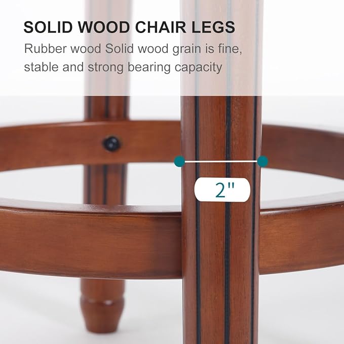 Cow top Leather Wooden Bar Stools, 29.5" Bar Height Bar Chair with Back, 180 Degrees Swivel Barstools Chair for Home Kitchen Counter,Dining Room (Black-2pcs, Bar Height-Seat Height 29.5”)