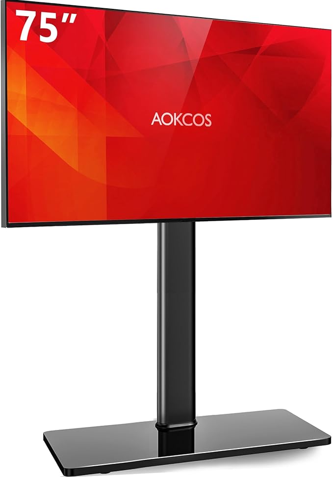 Swivel TV Floor Stand for 43-75 Inches TVs, 10 Level Height Adjustable Corner Extra Tall TV Stand Mount for Living Room/Bedroom, Holds up to 110 lbs,MAX VESA 600x400mm,Black