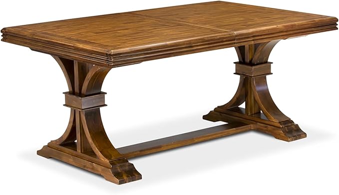 NEMA7-AWA-36 7 Pieces Dining Room Set Includes a Rectangular Dining Table and 6 Light Beige Polyester Fabric Kitchen Chairs, Antique Walnut Finish