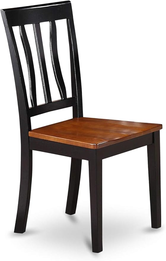 East West Furniture SUAN3-BCH-W 3 Piece Dining Room Table Set Contains a Round Dining Table with Dropleaf & Shelves and 2 Wood Seat Chairs, 42x42 Inch, Black & Cherry
