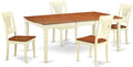 East West Furniture DOPL5-WHI-W 5 Piece Dining Room Furniture Set Includes a Rectangle Kitchen Table with Butterfly Leaf and 4 Dining Chairs, 42x78 Inch, Buttermilk & Cherry