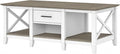 Bush Furniture Key West Coffee Table with Storage in Pure White and Shiplap Gray