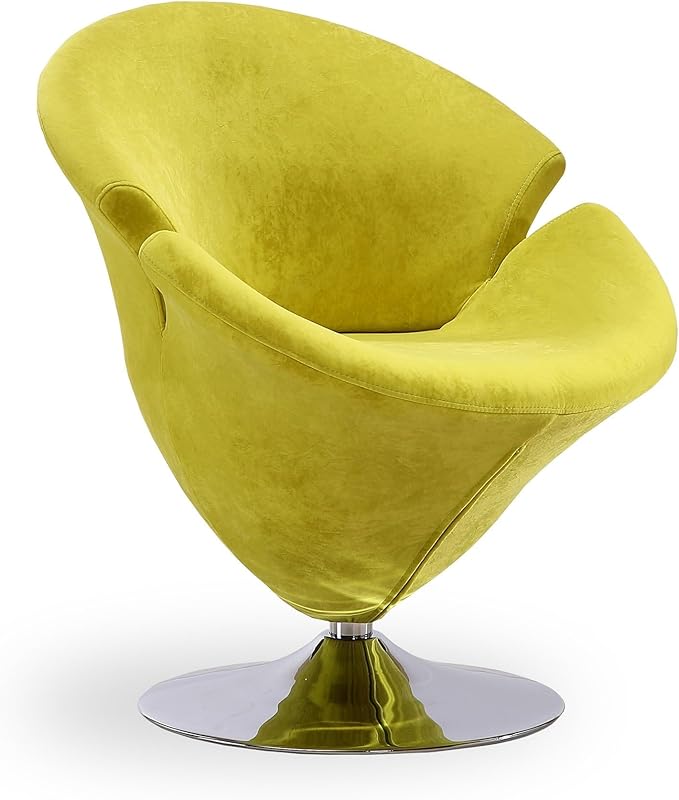 Manhattan Comfort Tulip Swivel Accent Chair Set of 2 with 360° Turn, Modern Flower Inspired Design, Soft Velvet Upholstery, Polished Chrome Base, No Assembly Required, 300 Lbs Capacity, Green
