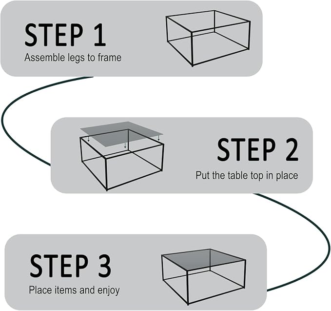 Glass Coffee Tables for Living Room Square Modern Center Table for Small Space,Tempered Glass-top with Sturdy Metal Frame Sofa Side End Table, Easy Assembly,26.4 x 26.4 x 15.7 Inches, Gray Black
