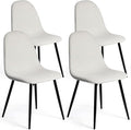 FurnitureR Dining Chairs Set of 4 Comfortable Upholstered, Fabric Mid-Back Armless Accent Side Chairs for Home, Kitchen, Living Room, Bedroom, Restaurant, and Café (Off White)