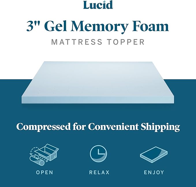 LUCID - LU30FF30GT Lucid 3 Inch Gel Infused Memory Foam Mattress, Full