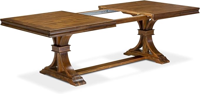 LEDA9-AWA-22 9-Piece Modern Dining Table Set Includes a Kitchen Table and 8 Willow Green Polyester Fabric Dinner Chairs with Button Tufted Back - Antique Walnut Finish