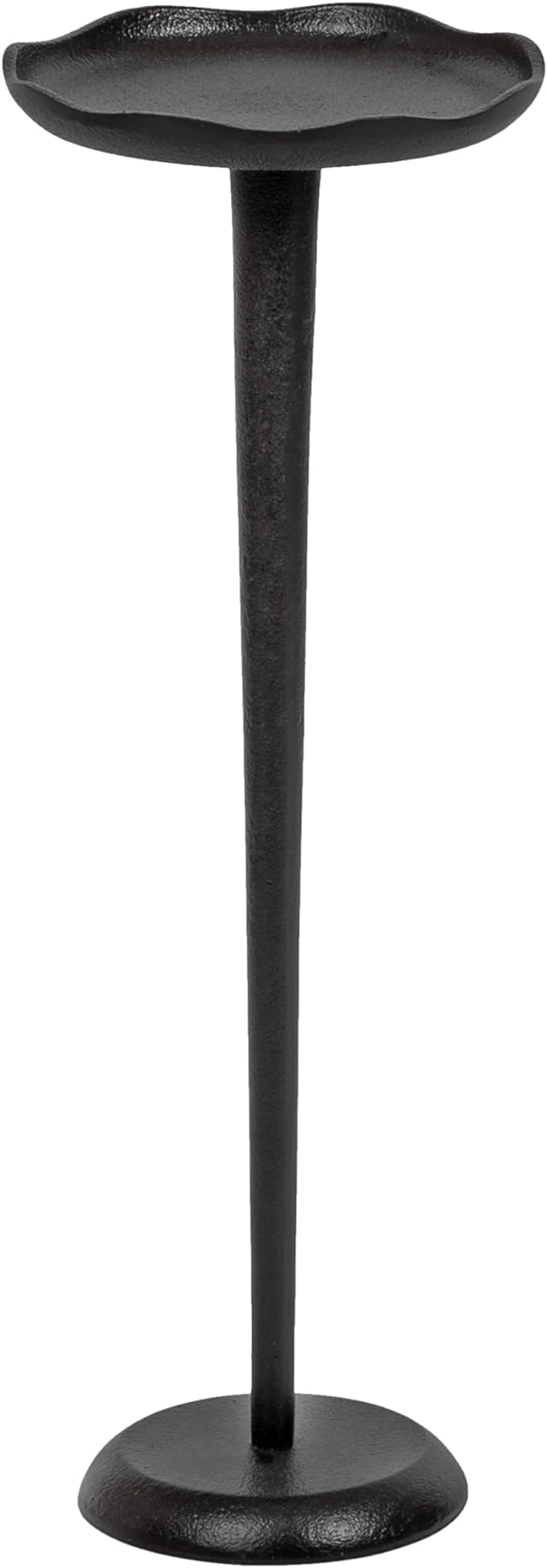 Kate and Laurel Alessia Modern Decorative Metal Drink Table; 8 x 8 x 22; Black; Round Cast Aluminum Pedestal Plant Stand with Rough Texture and Deckled Edge