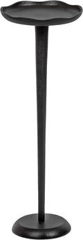 Kate and Laurel Alessia Modern Decorative Metal Drink Table; 8 x 8 x 22; Black; Round Cast Aluminum Pedestal Plant Stand with Rough Texture and Deckled Edge