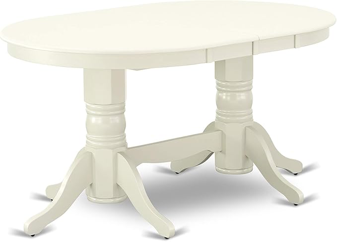 East West Furniture VAVA7-LWH-W 7 Piece Dining Room Table Set Consist of an Oval Kitchen Table with Butterfly Leaf and 6 Dining Chairs, 40x76 Inch, Linen White