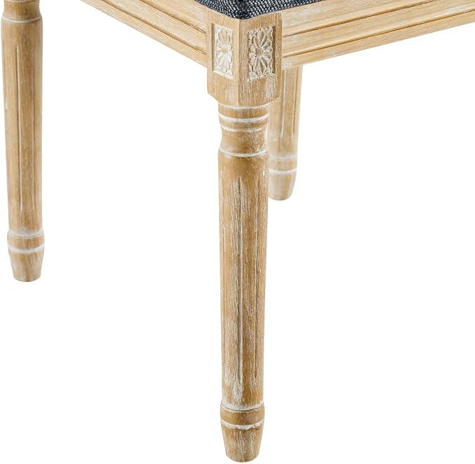 Merax Upholstered Solid Wood Dining Chairs Set of 6, French Country Style Accent Side Seating Furniture for Kitchen, Living Room, Cushioned Back, Blue Gray