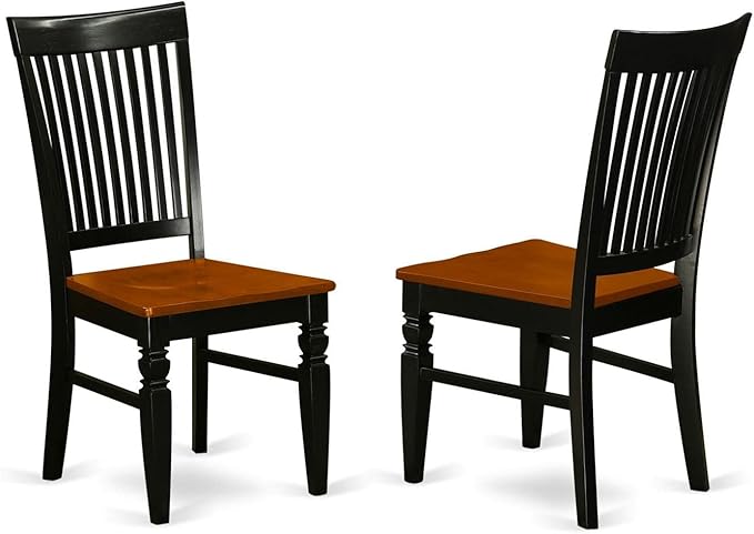 East West Furniture SUWE5-BCH-W 5 Piece Dining Set Includes a Round Dining Room Table with Dropleaf & Shelves and 4 Kitchen Chairs, 42x42 Inch, Black & Cherry