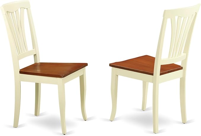 East West Furniture NDAV5-WHI-W 5 Piece Kitchen Table & Chairs Set Includes a Rectangle Dining Room Table with Dropleaf and 4 Solid Wood Seat Chairs, 30x48 Inch, Buttermilk & Cherry
