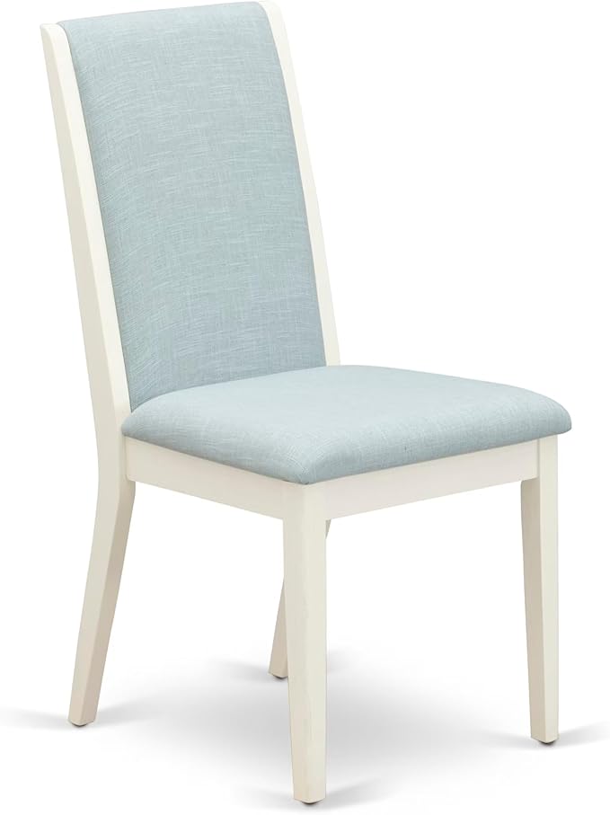 East West Furniture V097LA015-6 6 Piece Dining Table Set Contains a Rectangle Dining Room Table with V-Legs and 4 Baby Blue Linen Fabric Parson Chairs with a Bench, 40x72 Inch, Multi-Color