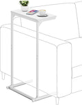 TUTOTAK C Shaped End Table, Small Side Table, 28.7 inch Tall Couch Table, Sofa Table, Living Room, Bed Room, White TB01BW071
