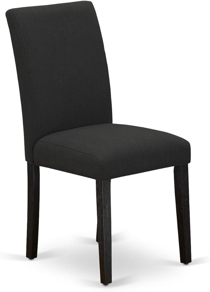 East West Furniture X677AB624-7 7 Piece Dining Set Consist of a Rectangle Dining Room Table with X-Legs and 6 Black Color Linen Fabric Upholstered Chairs, 40x72 Inch, Multi-Color