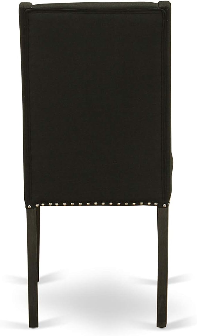 East West Furniture X697FL624-5 5 Piece Kitchen Table & Chairs Set Includes a Rectangle Dining Table with X-Legs and 4 Black Linen Fabric Parson Dining Chairs, 40x72 Inch, Multi-Color