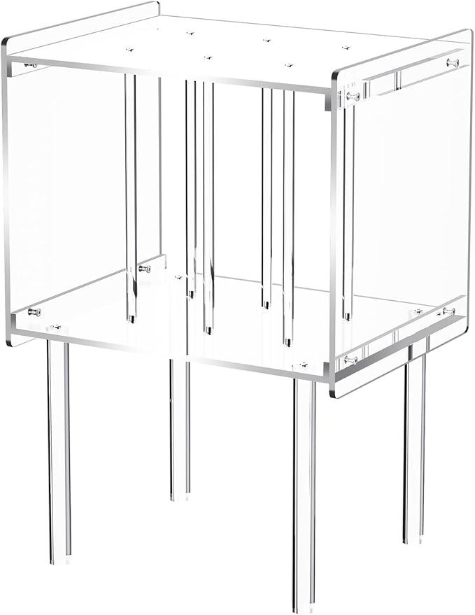 Acrylic Record Player Stand, with Vinyl Storage, Clear Acrylic Side Table (Clear)