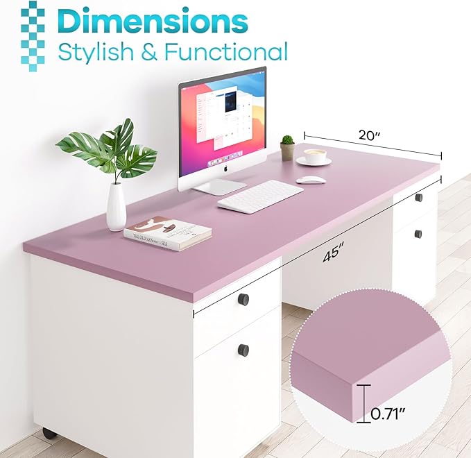 Kaboon 45x20 inch Table Top Universal, Solid One-Piece Desktop, Reversible Melamine Countertop, Double Desks, L-Desk DIY, Nostalgia Rose
