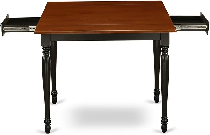 East West Furniture MZDO3-BCH-W 3 Piece Dining Set Contains a Rectangle Dining Table with Dropleaf and 2 Kitchen Chairs, 36x54 Inch, Black & Cherry