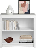 Prepac Sonoma 2-Tier Bookcase 29"H with 1 Adjustable Shelf, White Storage Cabinet, Modern Display Cabinet, Bookshelf with Storage Shelves for Home Office, Living Room, Bedroom Organizer