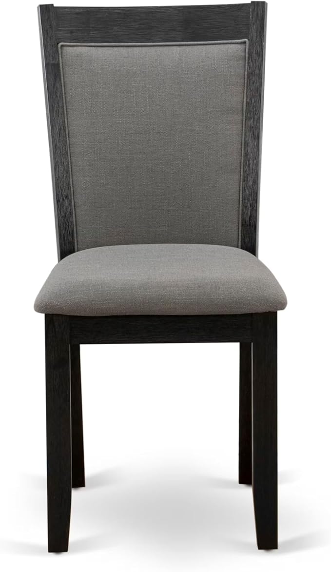 East West Furniture V677MZ650-9 9 Piece Dining Set Includes a Rectangle Dining Room Table with V-Legs and 8 Dark Gotham Grey Linen Fabric Upholstered Chairs, 40x72 Inch, Multi-Color
