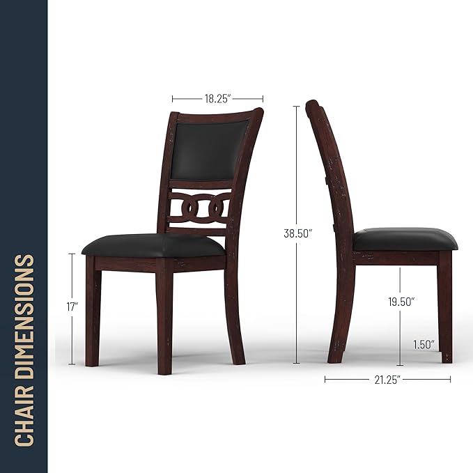 New Classic Furniture Gia 5-Piece Round Dining Set with 1 Dining Table and 4 Chairs, 47-Inch, Ebony