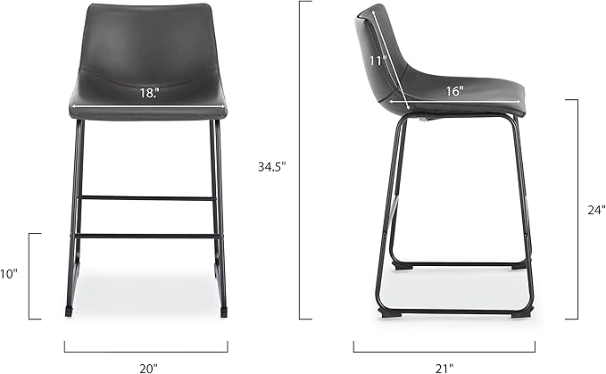 EdgeMod Brinley Counter Stool in Grey (Set of 3)