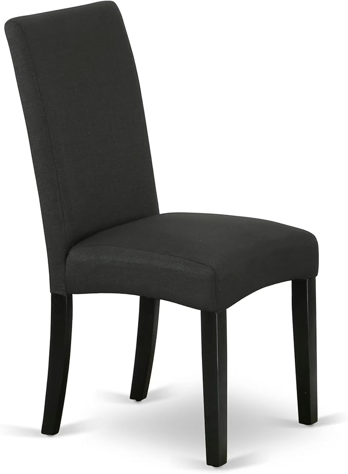 East West Furniture V677DR124-7 7 Piece Dining Set Consist of a Rectangle Dining Room Table with V-Legs and 6 Black Color Linen Fabric Upholstered Parson Chairs, 40x72 Inch, Multi-Color