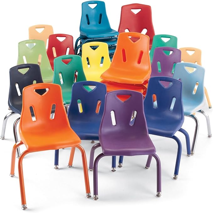 Jonti-Craft Berries 8146JC1003 Stacking Chair with Chrome-Plated Legs, 16" Height, Blue