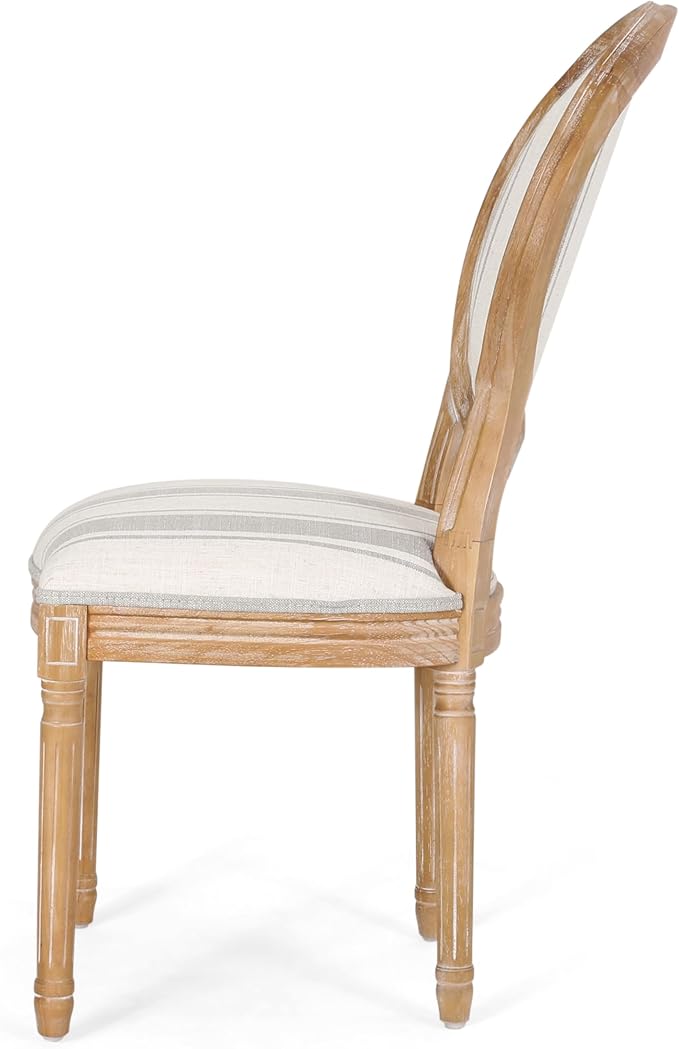Phinnaeus Dining Chairs - Wood - Gray Stripes/Light Beige (Set of 2)