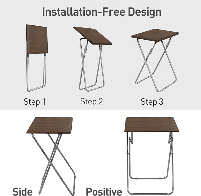 Garden 4 you 25In Portable Folding TV Tray Table on Bed & Sofa,TV Dinner Tray with Sturdy MDF,Portable Table with No Assembly Required （Walnut,1PC）