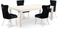 East West Furniture LGDA5-LWH-24 5 Piece Dining Table Set Includes a Rectangle Wooden Table with Butterfly Leaf and 4 Polyester Fabric Upholstered Chairs, 42x84 Inch, linen white