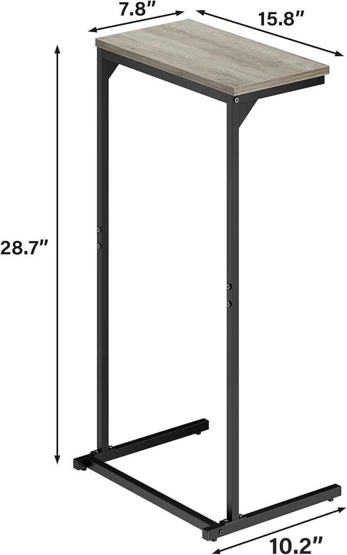 TUTOTAK C Shaped End Table, Small Side Table, Set of 2, 28.7 inch Tall Couch Table, Sofa Table, Living Room, Bed Room, Greige TB01BG0712