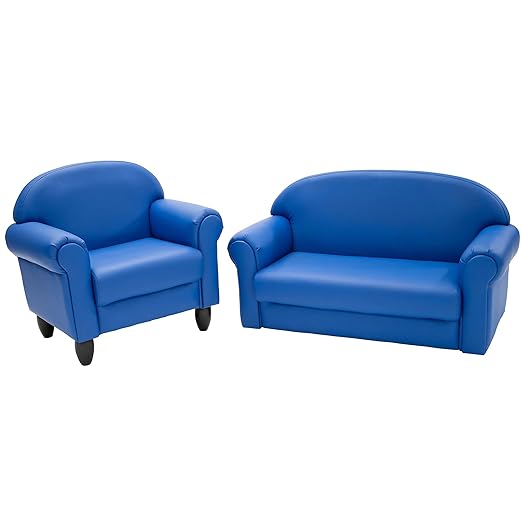 Children's Factory As We Grow Chair and Couch, Blue, CF805-309, Flexible Classroom Seating, Toddler Nursery Décor, Kids Playroom or Daycare Furniture