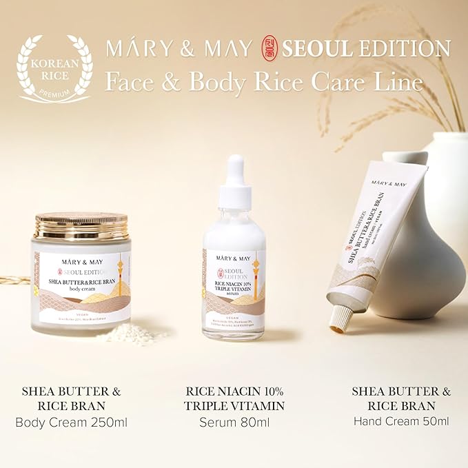 Mary&May SEOUL EDITION Shea Butter & Rice Bran Hand Cream - Korean Fragrance Free Nourishing Vegan Hand Moisturizer for Soft, Healthy Hands - Non Greasy Velvet Hand Butter, 1.69oz.