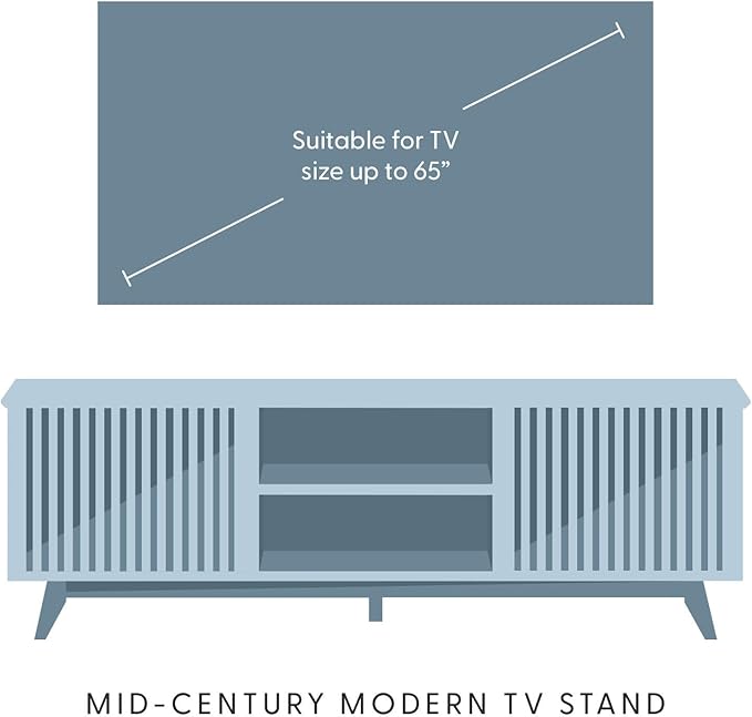 Plank+Beam Mid-Century Modern Wood TV Stand, Solid Wood Entertainment Console with Storage, 59" L x 16" W x 19" H, Walnut