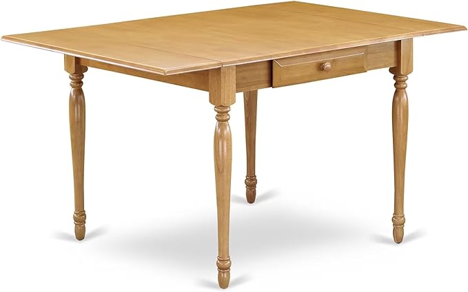 East West Furniture MZDL5-OAK-W 5 Piece Dining Room Table Set Includes a Rectangle Kitchen Table with Dropleaf and 4 Dining Chairs, 36x54 Inch, Oak
