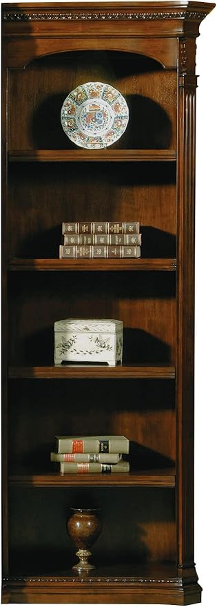 Hekman Furniture Old World Wooden Executive Right Bookcase – Traditional Wood Bookcase with Adjustable Shelves Classic Freestanding Solid Wood Bookshelf for Home Office or Living Room