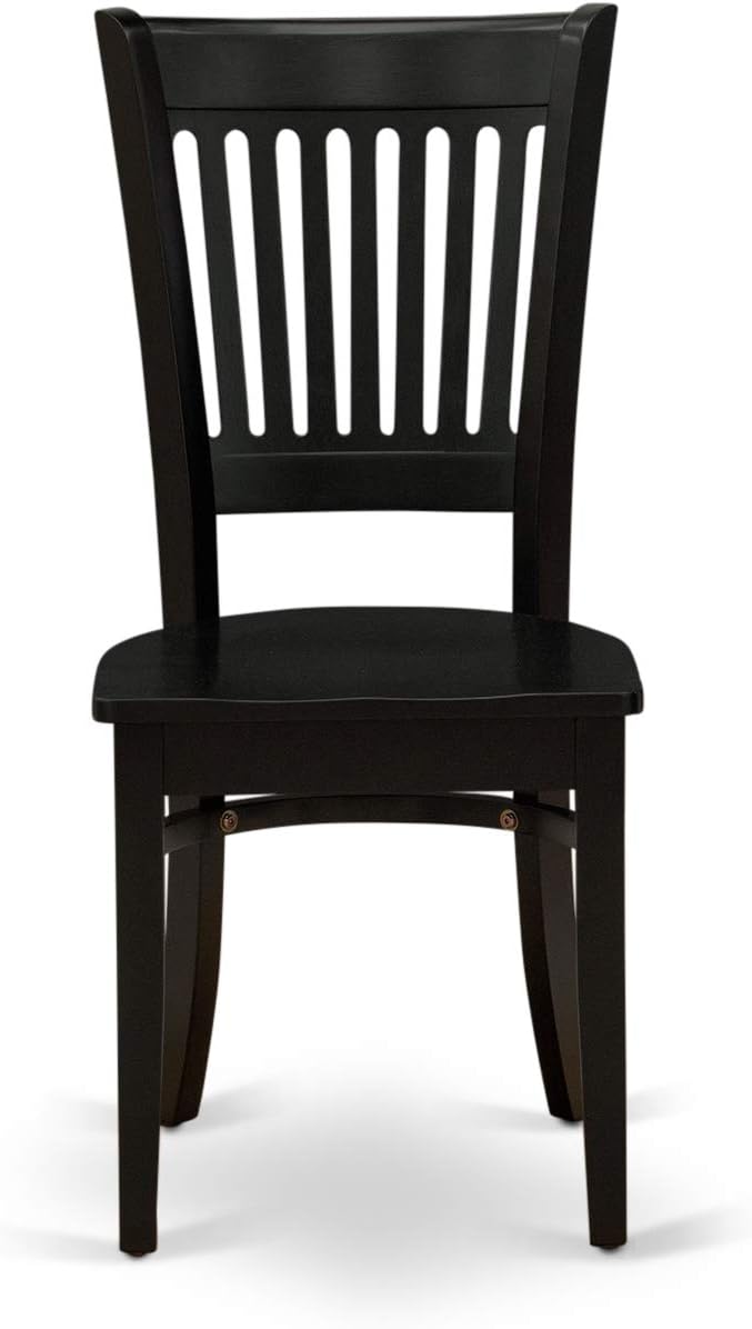 East West Furniture ANVA5-BLK-W 5 Piece Modern Dining Table Set Includes a Round Kitchen Table with Pedestal and 4 Dining Room Chairs, 36x36 Inch, Black