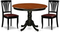 East West Furniture HLAV3-BCH-LC 3 Piece Dinette Set for Small Spaces Contains a Round Dining Table with Pedestal and 2 Faux Leather Dining Room Chairs, 42x42 Inch, Black & Cherry