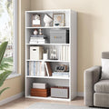 Basic Open Shelf Bookcase - 5-Tier Wooden Cube Storage Shelves Split Bookshelf, White