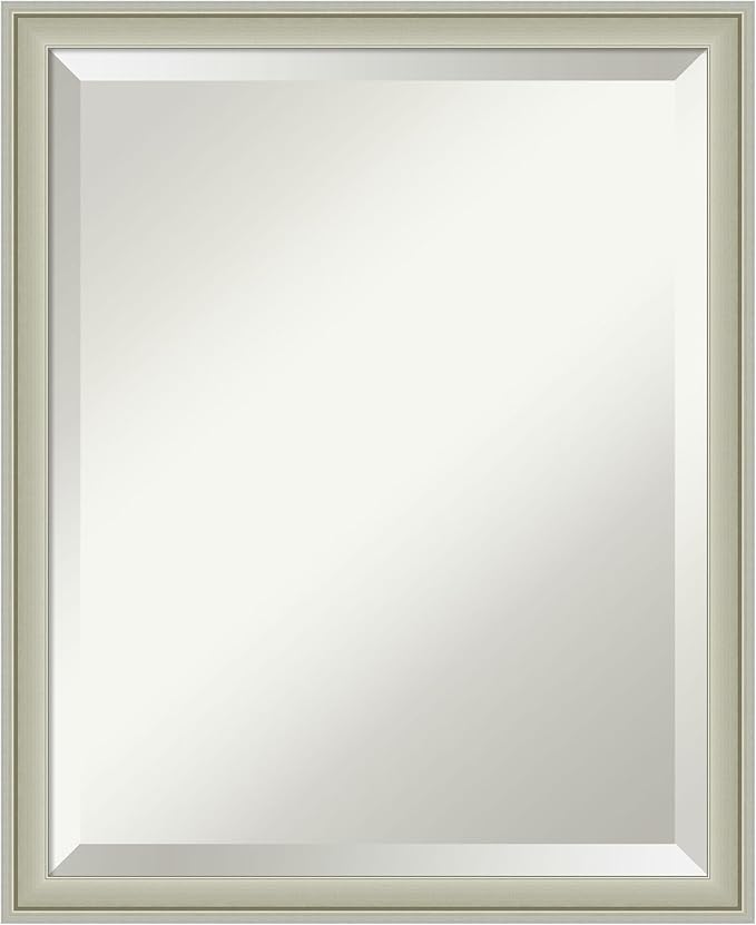 Amanti Art Silver Bathroom Mirror for Over Sink, 22x18 Florence Silver Rectangle Vanity Mirror, Small Casual Frame, Hangs Horizonally and Vertically, Bathroom Wall Decor, Beveled Edge from WI, USA