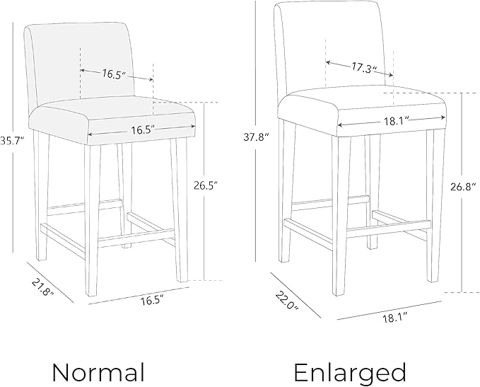 CHITA Counter Height Bar Stools Set of 3, 27" H Seat Height Upholstered Barstools, Fabric in Fog Grey