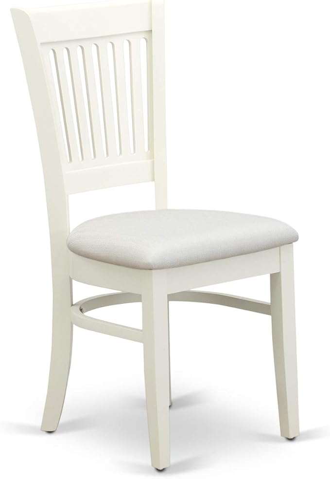 East West Furniture DLVA5-LWH-C 5 Piece Dining Table Set for 4 Includes a Round Kitchen Table with Dropleaf and 4 Linen Fabric Kitchen Dining Chairs, 42x42 Inch, Linen White