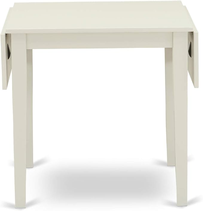 East West Furniture 1NDEN3-LWH-06 3 Piece Dining Table Set Contains a Rectangle Dinner Table with Dropleaf and 2 Dark Shitake Linen Fabric Upholstered Chairs, 30x48 Inch, Linen White