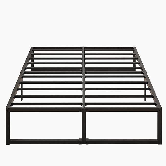 14 Inch Queen Bed Frame Heavy Duty Steel Slat Support Metal Platform Bed Frame Queen Size No Box Spring Needed, Easy Assembly, Black