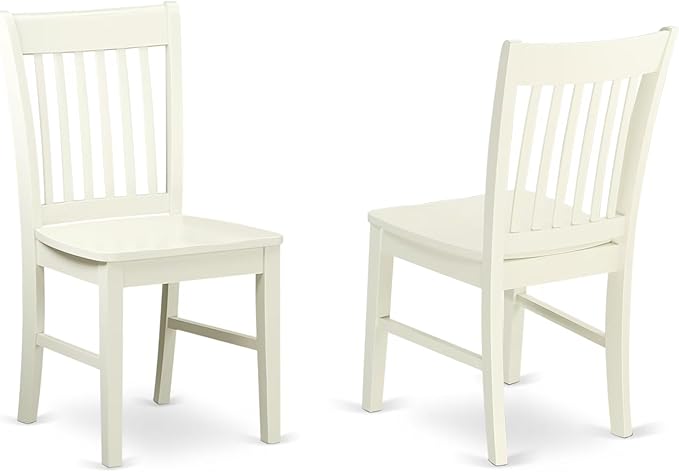 East West Furniture SHNO5-LWH-W 5 Piece Kitchen Table & Chairs Set Includes a Round Dining Room Table with Pedestal and 4 Solid Wood Seat Chairs, 42x42 Inch, Linen White